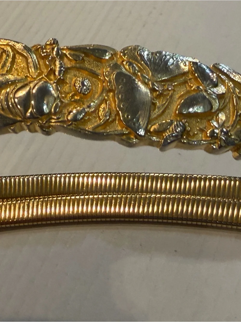 Vintage 1980s Judith Leiber Two-Tone GardenInsect Double Snake Chain Belt